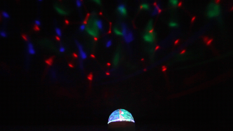 РАСПРОДАЖА Лампа светодиод. (LED) ДИСКО Е27 6Вт 220В RGB со шнуром и вилкой D80х100мм Neon-Night
