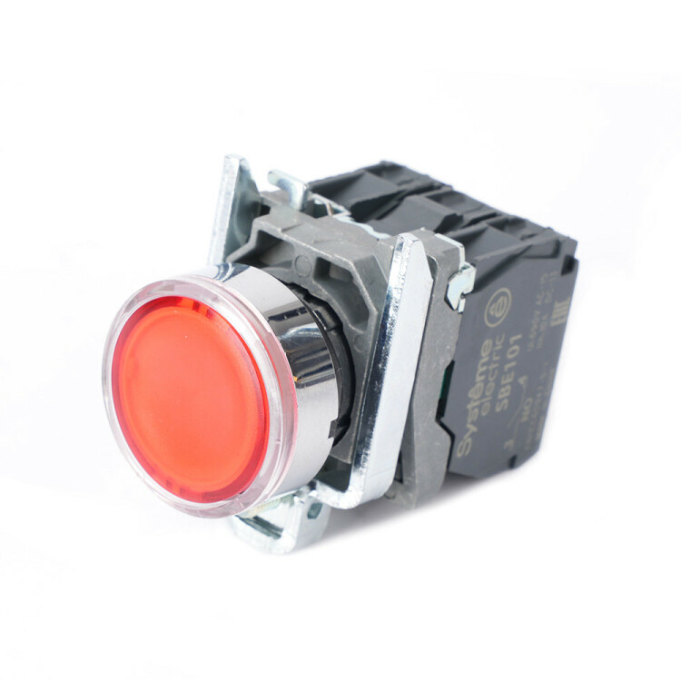Кнопка SB4 красная с подсветкой  24В (1НО+1НЗ) Systeme Electric