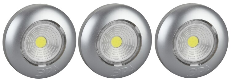 Светодиодный фонарь подсветка ЭРА Пушлайт SB-504 Аврора самоклеящийся 3шт серебристый COB