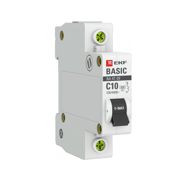 Выключатель автомат. 1-пол. (1P)  10А C  4,5кА ВА47-29 Basic EKF