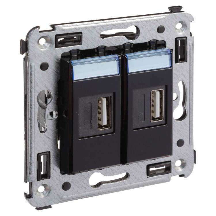 USB зарядное устройство в стену, "Avanti", "Черный квадрат"