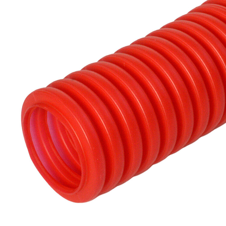 Труба гофрир. ПНД защитная для МПТ (пешель) красная d32/24,3 мм (25м) Промрукав