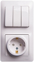БЛОК: розетка 2P+E 16А/250В шторки + 3-кл. выключатель белый GLOSSA-Блоки комбинированные розеток и выключателей - купить по низкой цене в интернет-магазине, характеристики, отзывы | АВС-электро