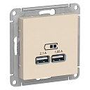 Розетка USB-зарядное устр-во 2-я, 2100мА, бежевый  ATLAS DESIGN-USB-розетки (зарядные устройства) - купить по низкой цене в интернет-магазине, характеристики, отзывы | АВС-электро